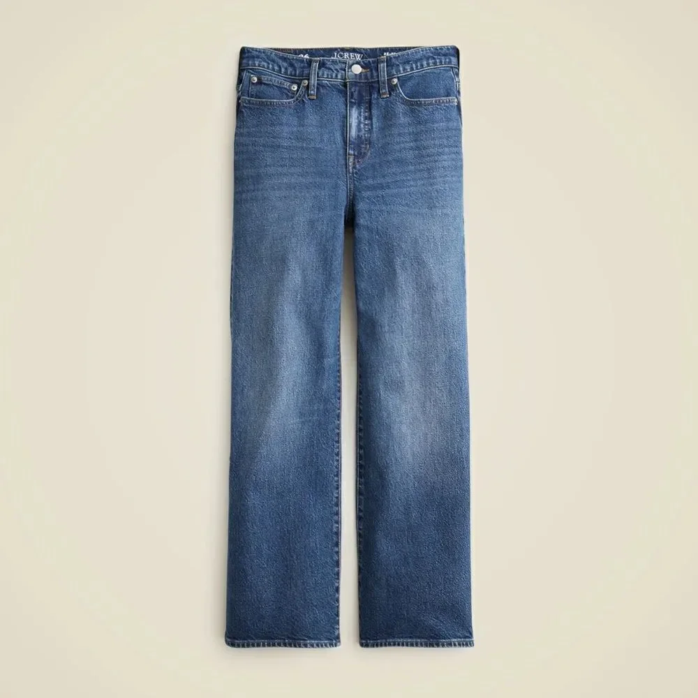 NWT J CREW High-rise slim wide jean in 1996 semi-stretch in dark wash